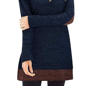 Blencot Turtleneck Sweater Dress - Navy/Brown
